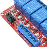 Módulo 4 Relés Optoacoplados TTL 5V Seleccionable Disparo en Alto o Bajo